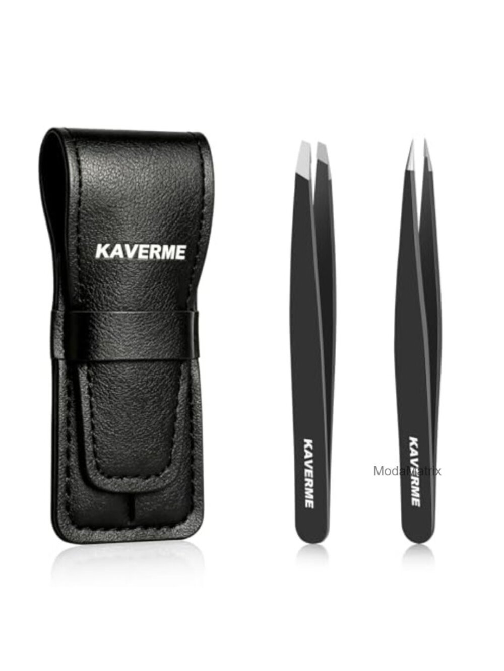 Precision Eyebrow Tweezers Set Stainless Steel Slant Point Tips 2pc